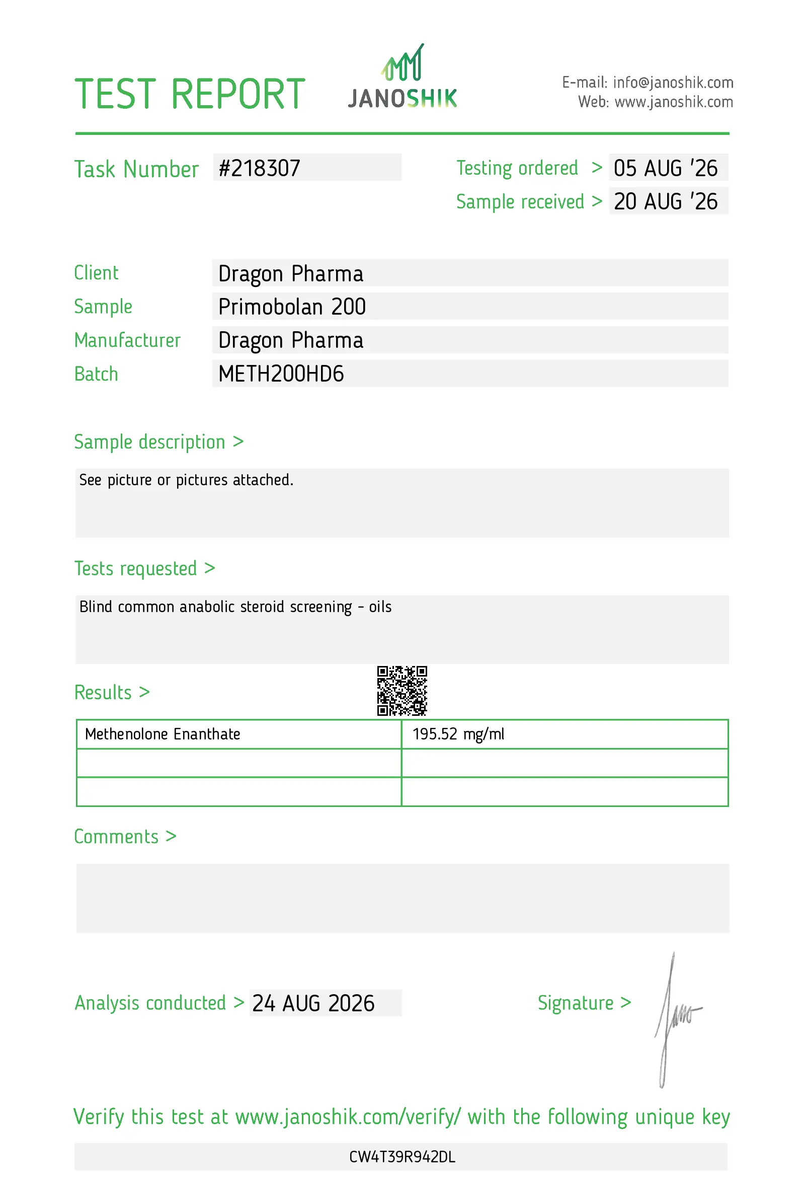 DP Primobolan 200 Lab Test