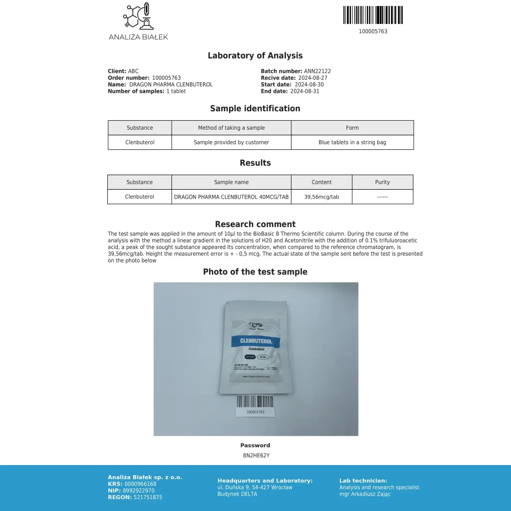 Dragon Pharma, Europe Clenbuterol 40 Dragon Pharma, Europe Clenbuterol 40