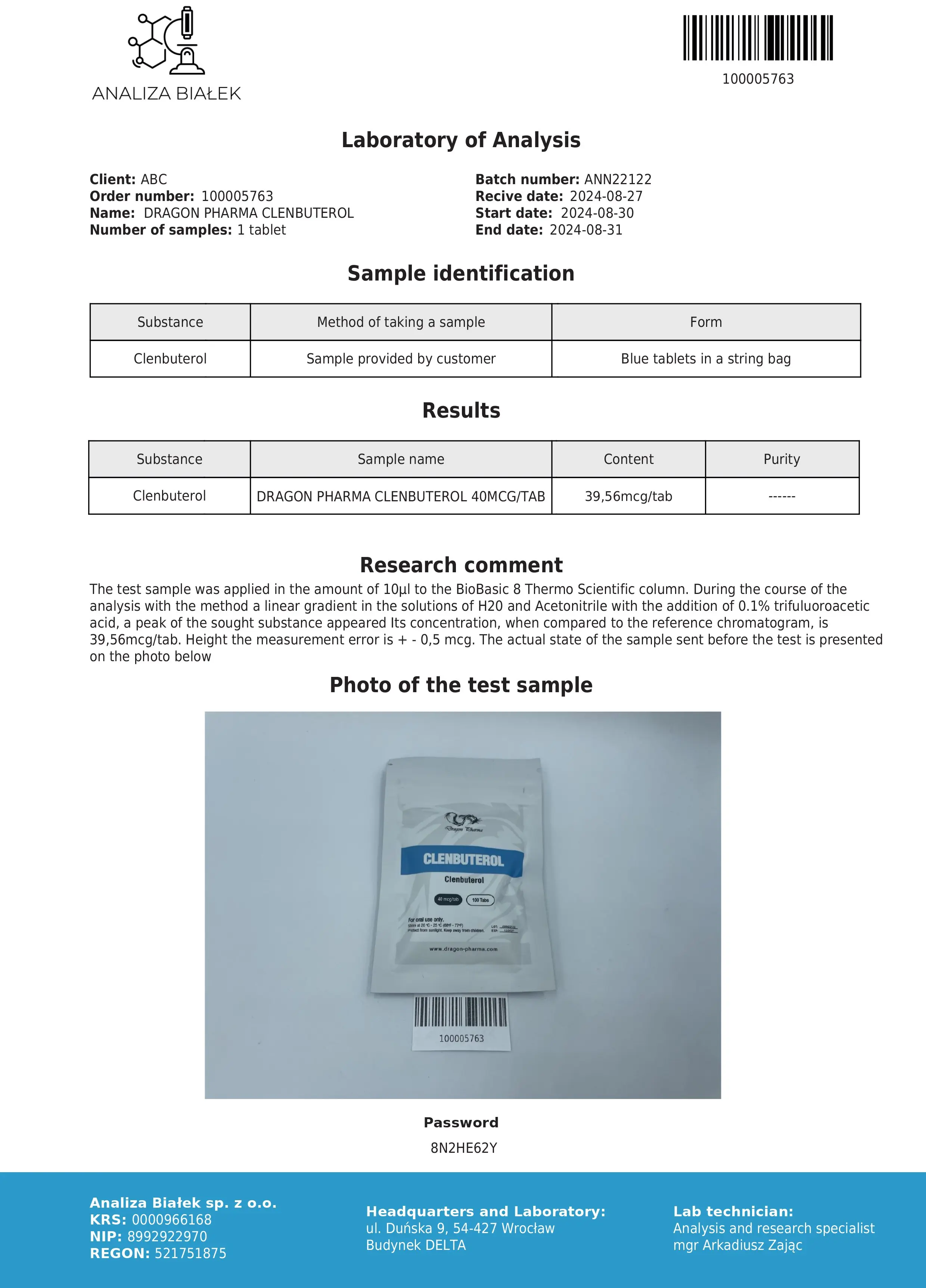 Clenbuterol Lab Test