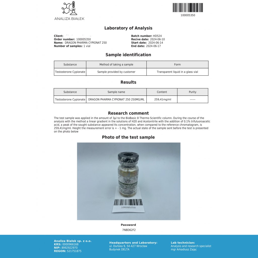 Dragon Pharma, Europe Cypionat 250 Dragon Pharma, Europe Cypionat 250