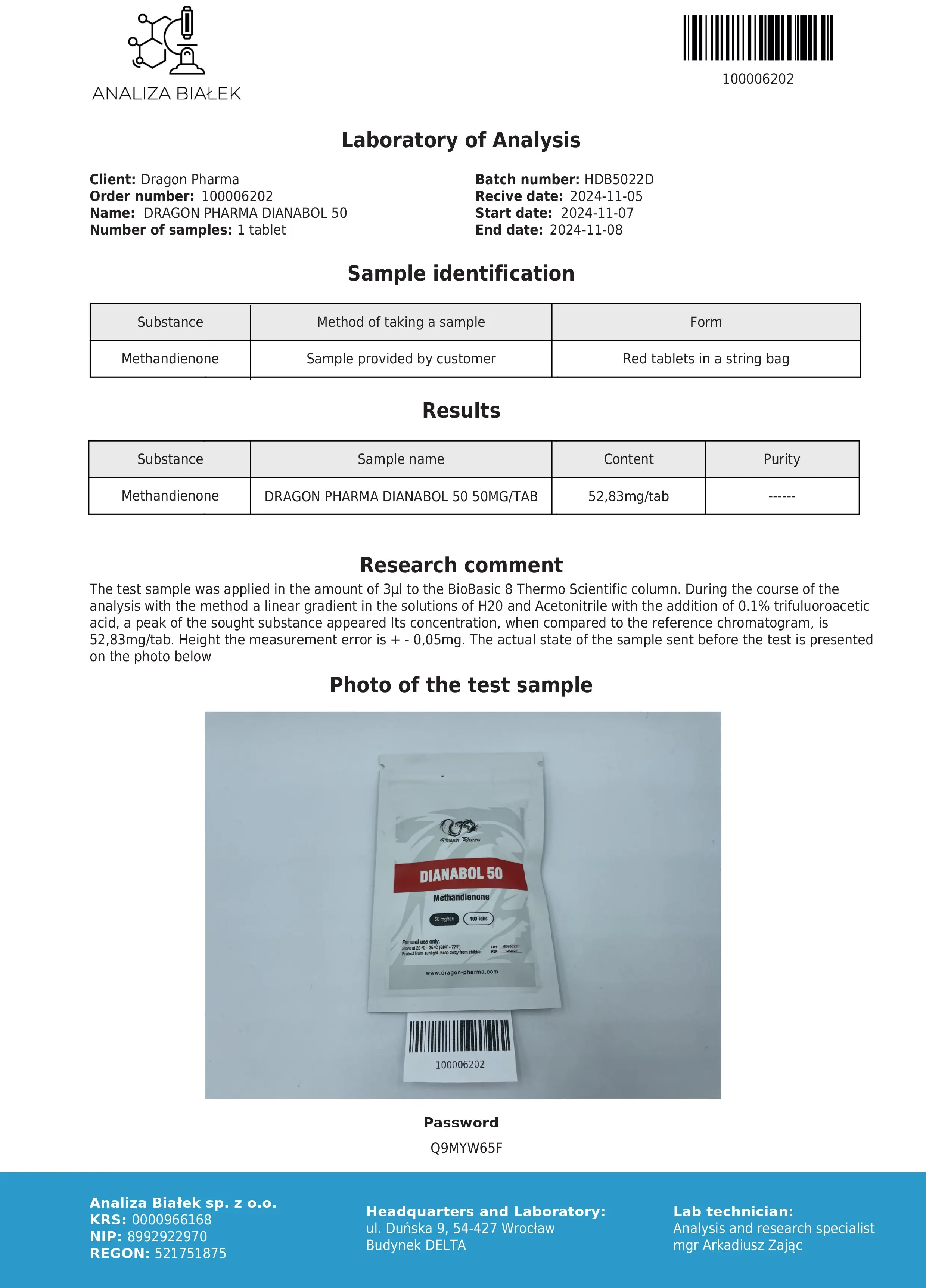 Dianabol 50 Lab Test