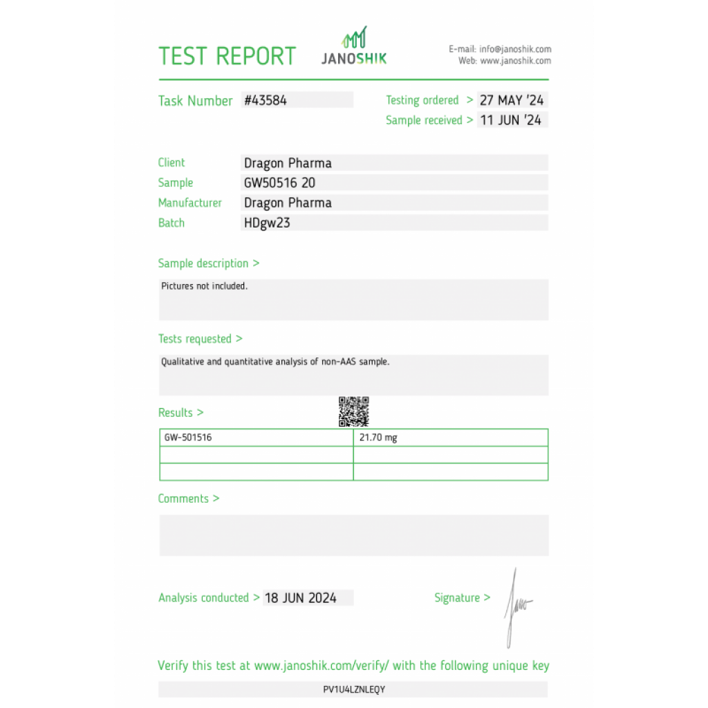 Dragon Pharma, Europe GW501516 (Cardarine) Dragon Pharma, Europe GW501516 (Cardarine)