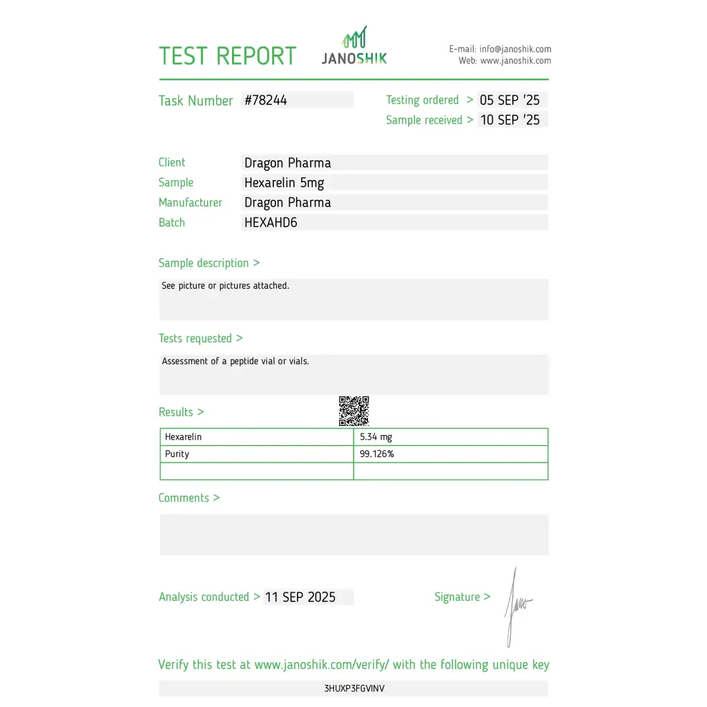 Dragon Pharma, Europe Hexarelin 5 mg Dragon Pharma, Europe Hexarelin 5 mg