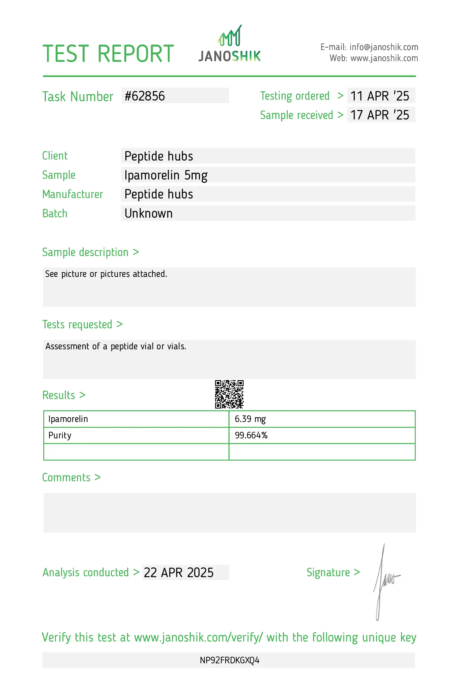 Ipamorelin Lab Test Sept 2025