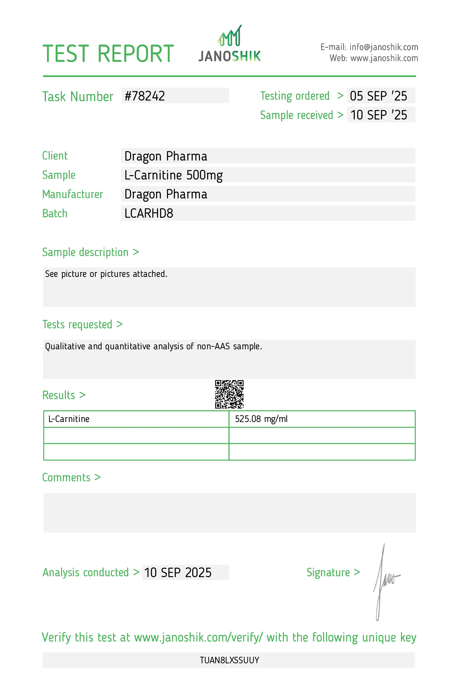 L-Carnitine Lab Test