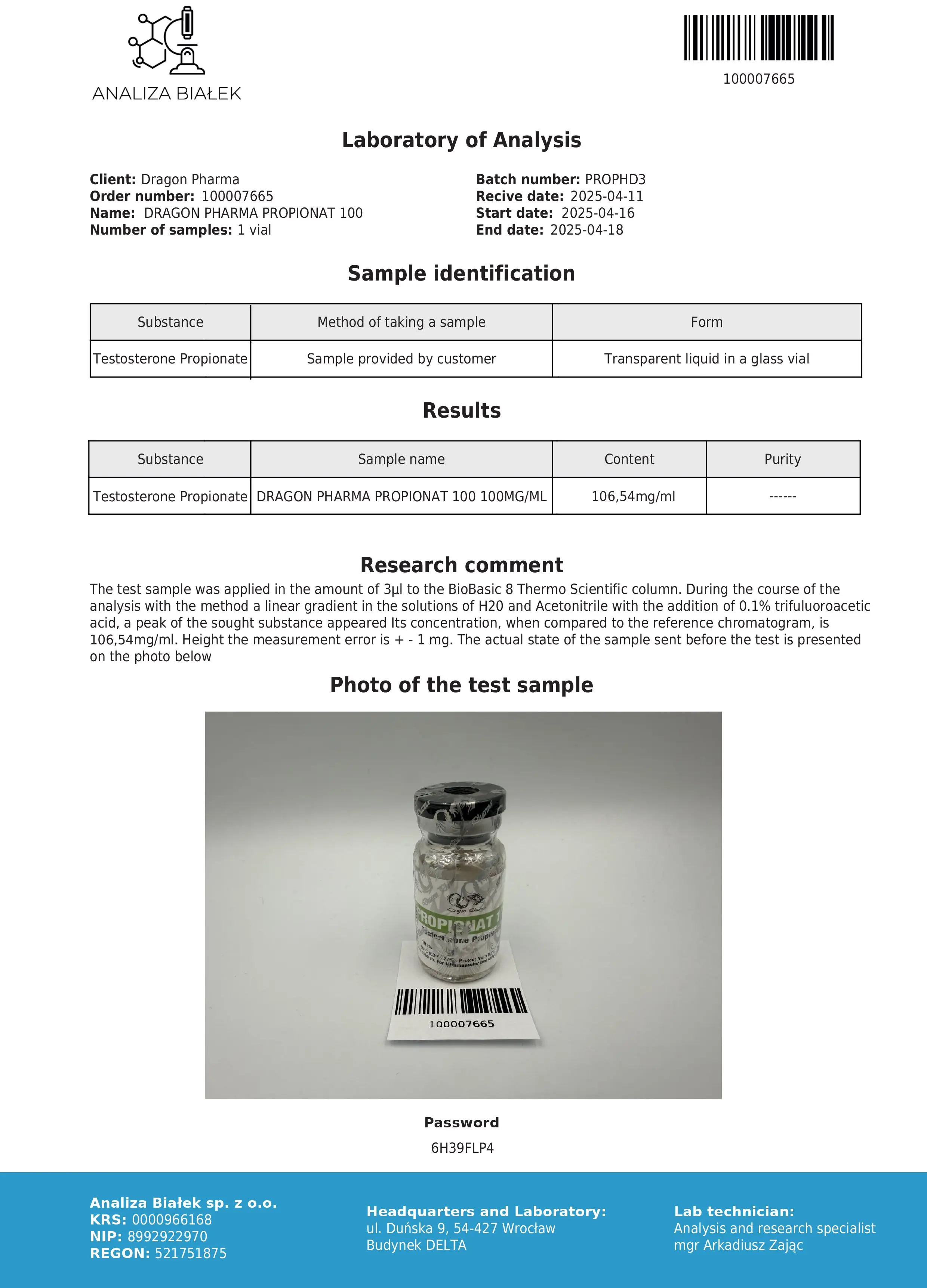 Test Prop Lab Test April 2025