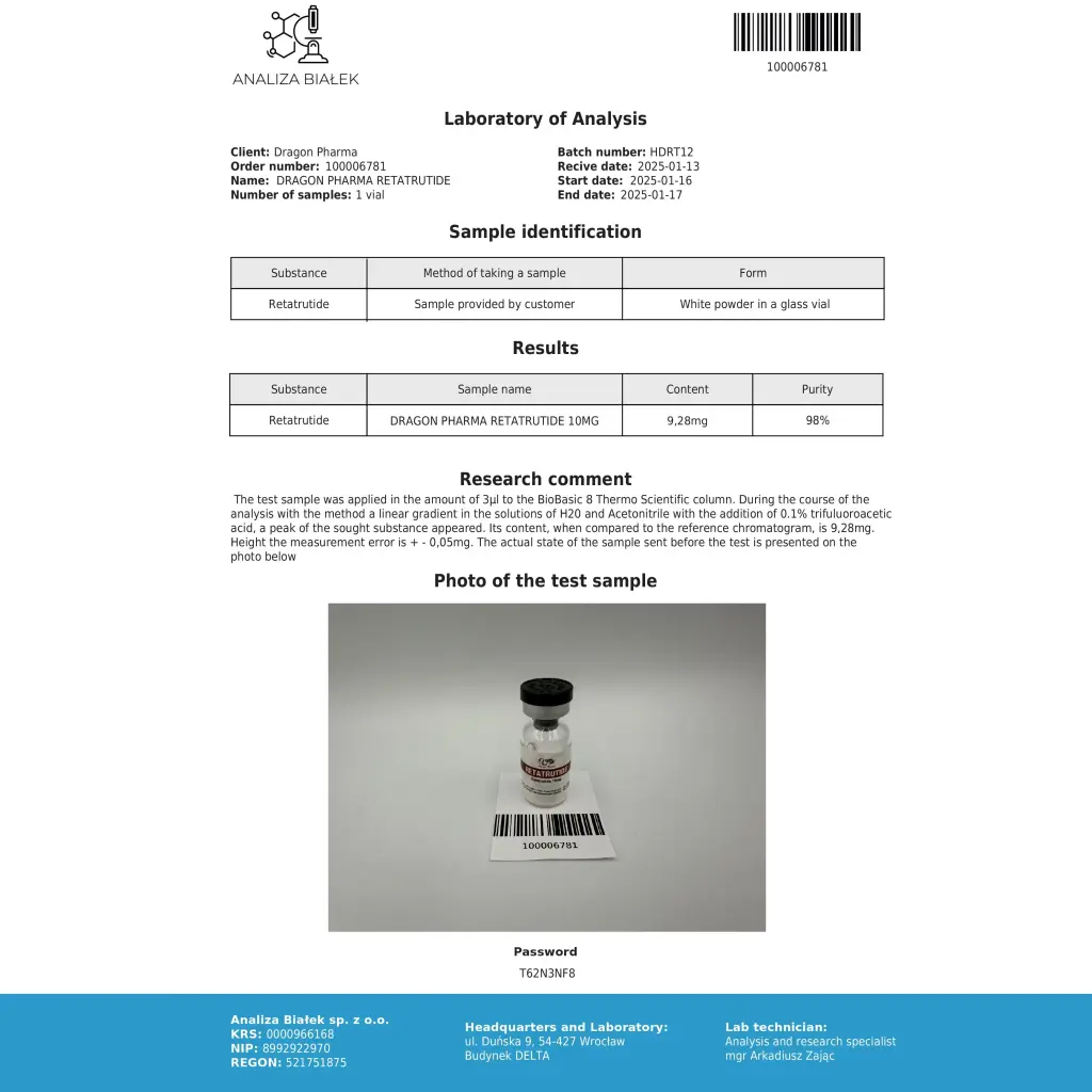 Dragon Pharma, Europe Retatrutide 10 mg