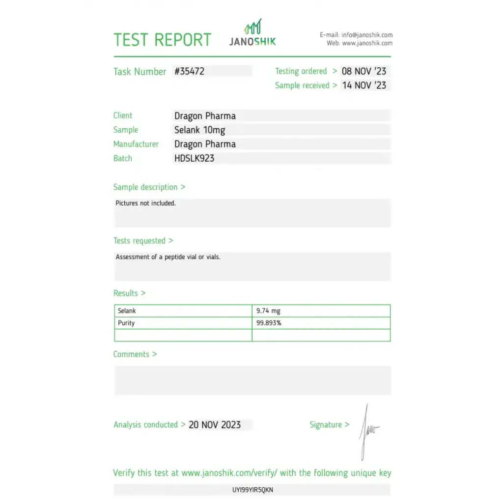 Dragon Pharma, Europe Selank 10mg Dragon Pharma, Europe Selank 10mg