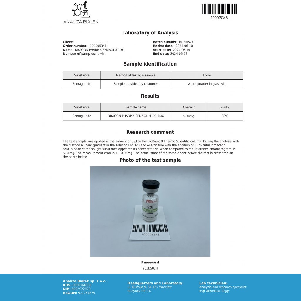 Dragon Pharma, Europe Sema-Pep 5mg Dragon Pharma, Europe Sema-Pep 5mg