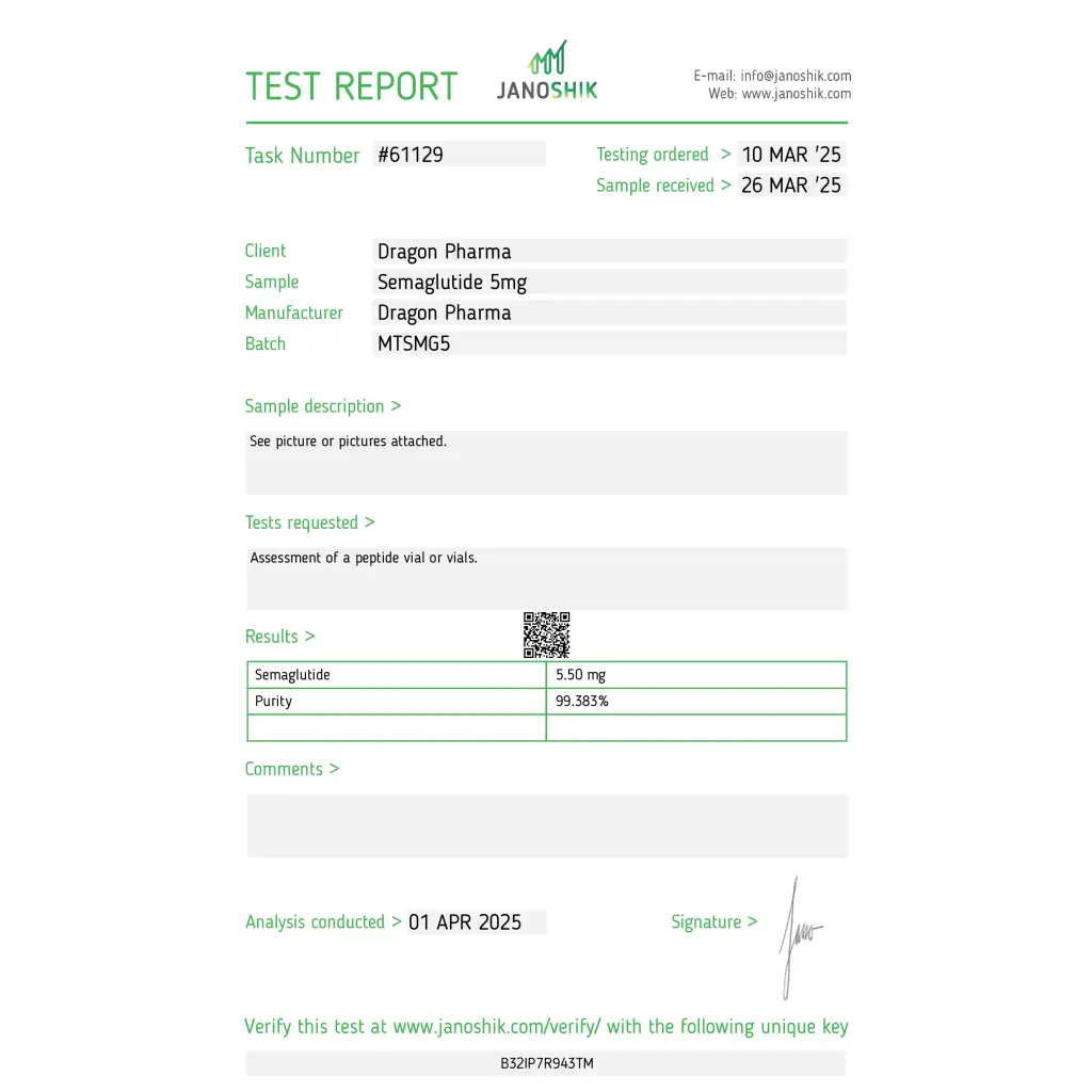 Dragon Pharma, Europe Sema-Pep 5mg Dragon Pharma, Europe Sema-Pep 5mg