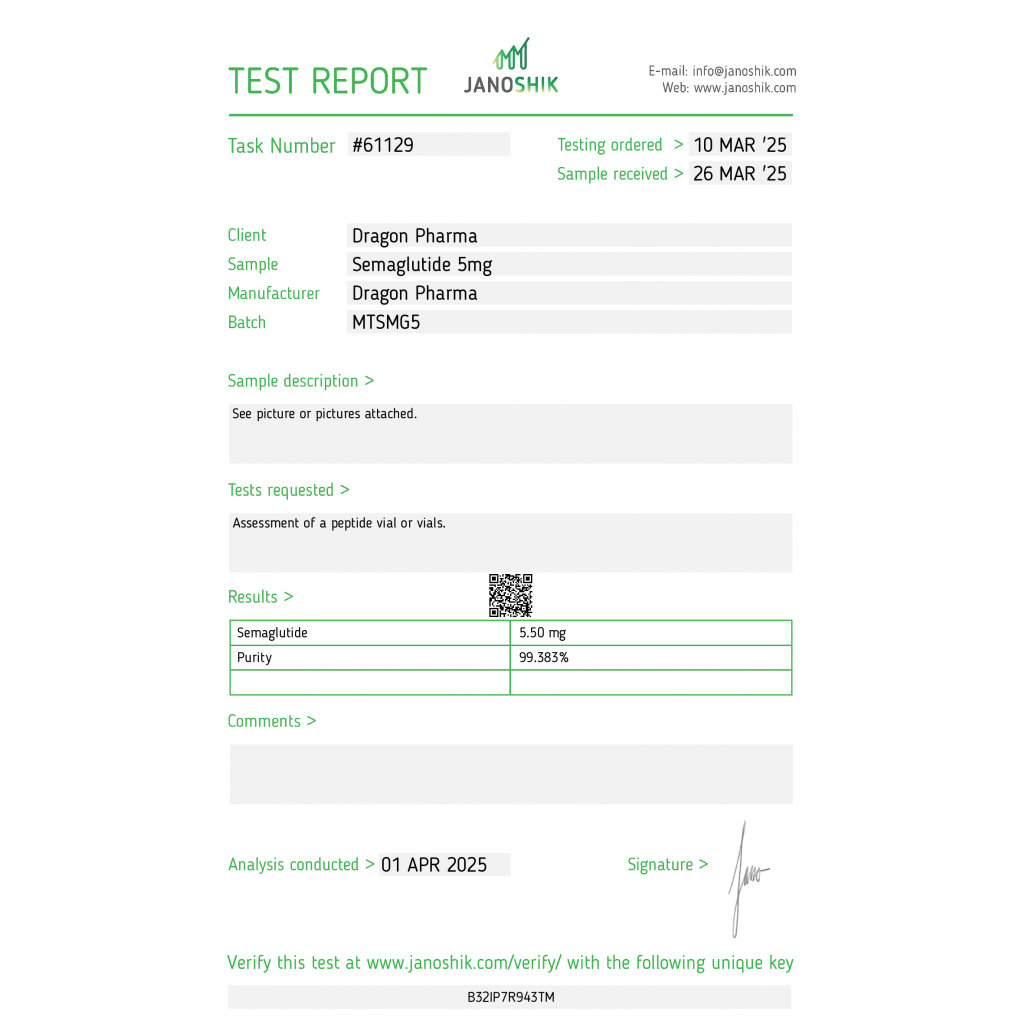 Dragon Pharma, Europe Sema-Pep 5mg Dragon Pharma, Europe Sema-Pep 5mg