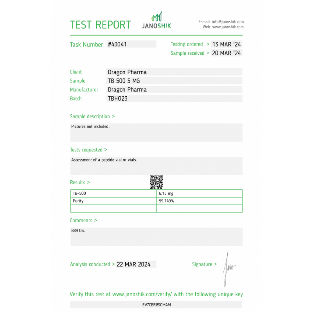 Dragon Pharma, Europe TB 500 Dragon Pharma, Europe TB 500