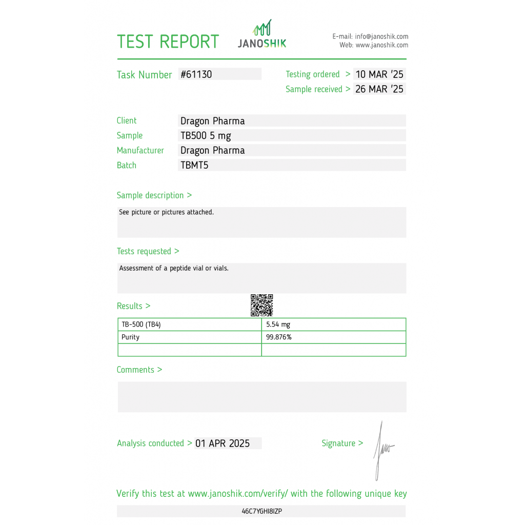Dragon Pharma, Europe TB 500 Dragon Pharma, Europe TB 500