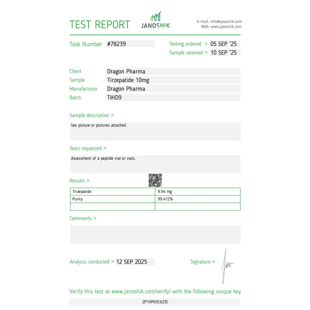 Dragon Pharma, Europe Tirze-Pep 10mg Dragon Pharma, Europe Tirze-Pep 10mg