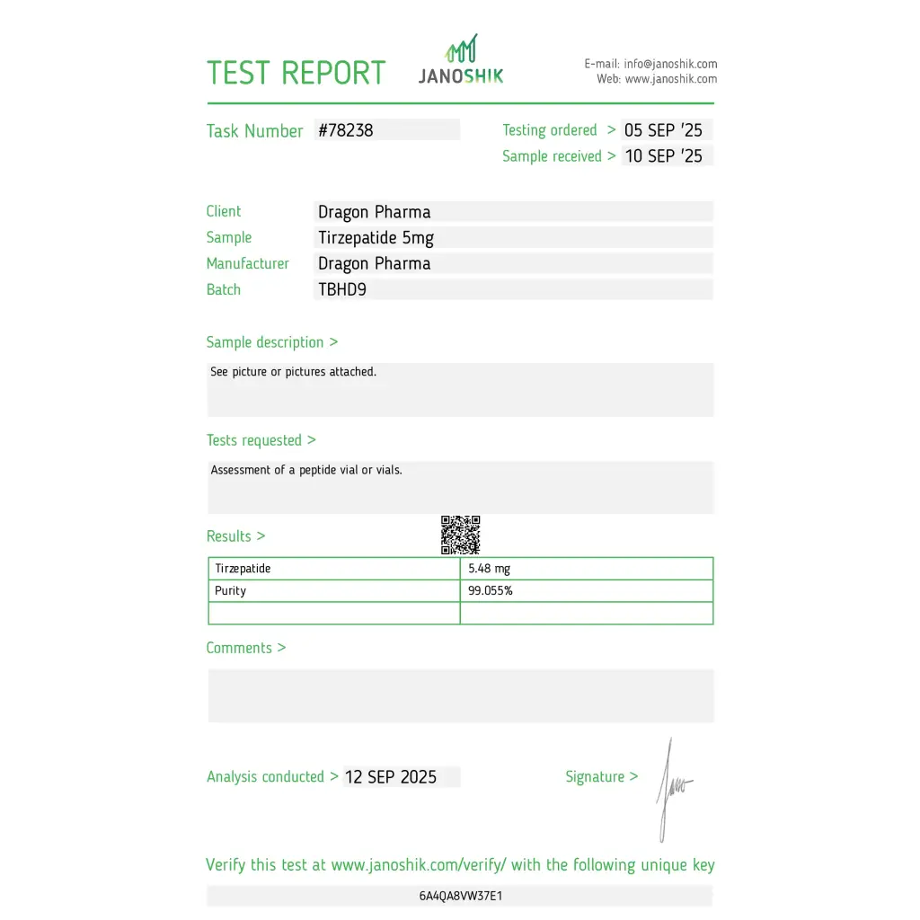 Dragon Pharma, Europe Tirze-Pep 5mg Dragon Pharma, Europe Tirze-Pep 5mg