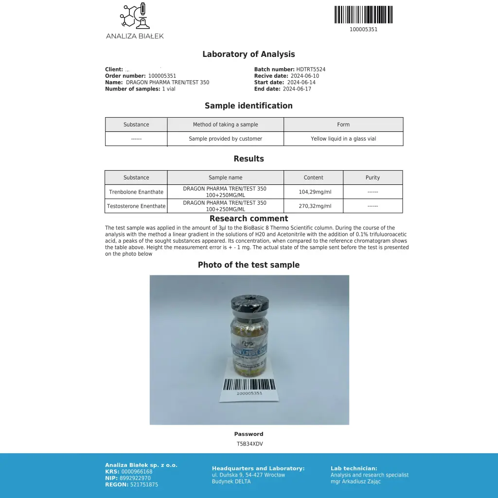Dragon Pharma, Europe Tren/Test 350 Dragon Pharma, Europe Tren/Test 350