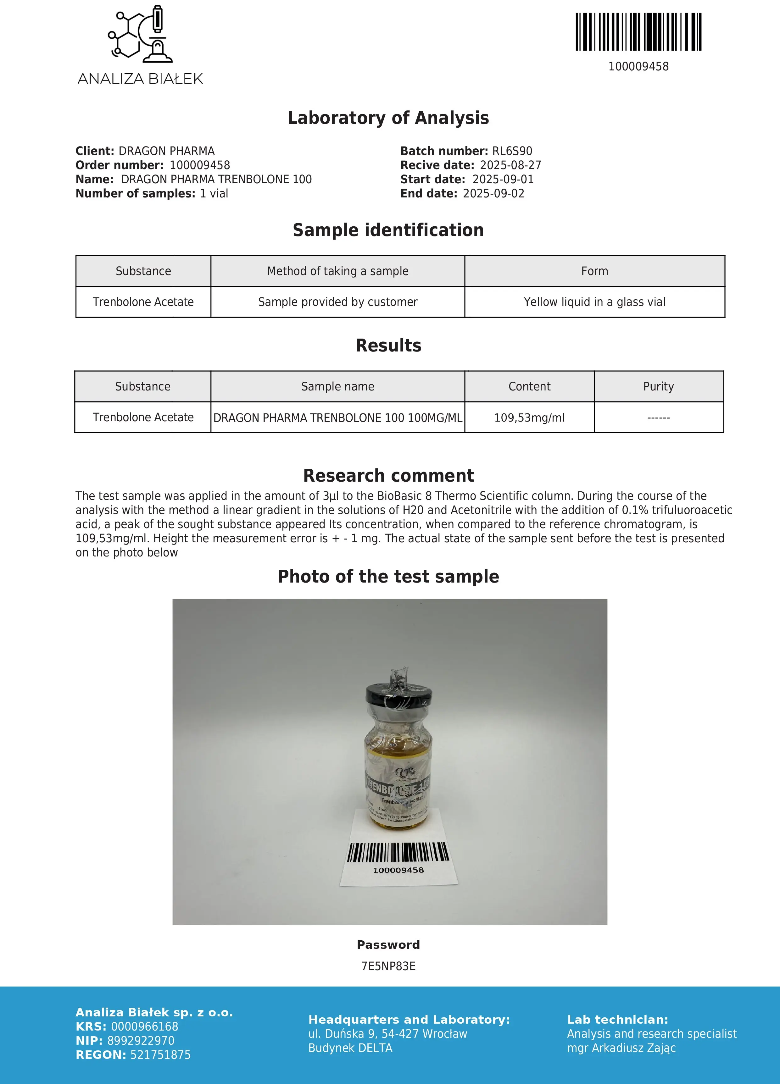 Trenbolone 100 Lab Test May 2024